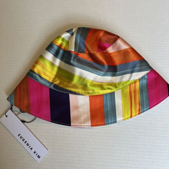 Eugenia Kim OS Charlie Bucket Hat Pink Yellow Brown Blue Linen Blend PackableNWT main image 4